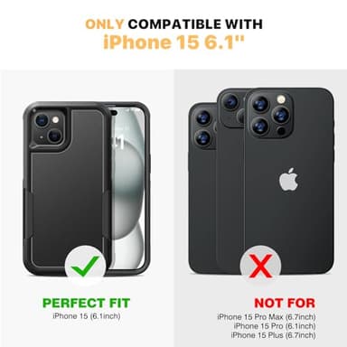 Diaclara Designed for iPhone 15 Case, [with Privacy Screen Protector] [Anti Spy] [Military Grade Drop Protection] Heavy Duty Full-Body Shockproof Phone Case, Black - Image 6