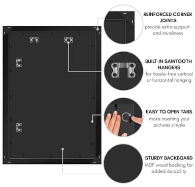Americanflat 20x30 Poster Frame with Polished Plexiglass - Black Picture Frame - Wide Photo Frames Made of Engineered Wood for Vertical or Horizontal Wall Display - Epic Collection - Black - Image 5