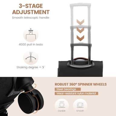 LOVEVOOK Carry On Luggage 22x14x9 Airline Approved,20 Inch Carry-on Suitcase for Women,Softside Suitcases with Wheels,Rolling Checked Luggage with TSA Lock,Lightweight Travel - Image 7