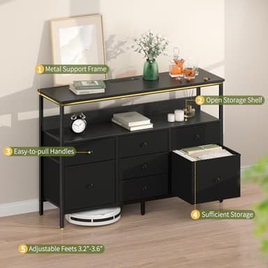 Yoobure LED TV Stand for Bedroom, 50 Inch Kids Dresser with Power Outlets, 7 Drawers Entertainment Center with Storage Shelf, TV Stands Dresser for Bedroom, Living Room, TV Console Entertainment Stand - Image 8