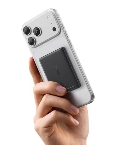 Baseus Picogo Power Bank, Smallest 5000mAh Magnetic Portable Charger with Stand, Qi2 Certified 15W Ultra-Mini MagSafe Battery Pack, Alloy Wireless Travel Fast Charger for iPhone 17/16 Series(Black) - Image 1