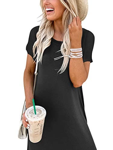 ANRABESS Womens Summer Maxi Dress Short Sleeve Casual Loose Long T Shirt Dresses Split Vacation Beach Sundress Travel Outfits Black Large - Image 6