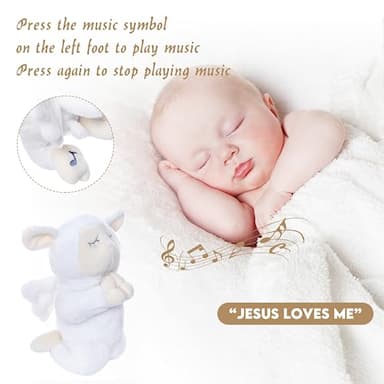My OLi 7" Plush Prayer Lamb Plays Jesus Loves Me Praying Plush Lamb Soft Toy Stuffed Animal Bedtime Gifts for Baby Kids Girls Boys - Image 7