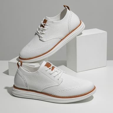 Bruno Marc Men's KnitFlex Craft Mesh Oxfords Sneakers Casual Dress Lace-Up Lightweight Walking Shoes,Size 8.5,6-White,SBOX2406M - Image 9