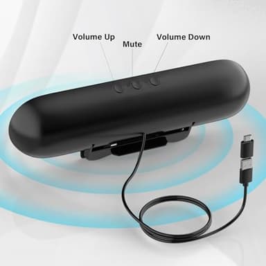 LXTNFU Computer Speakers for Desktop Monitor,Single Speakers for Desktop PC,Laptop Speaker with Loud Sound,Volume Control Easily Clamps to Monitors(USB-C to USB Adapter Included) (Black) - Image 4