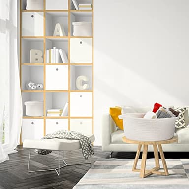 ABenkle Small Basket with Handles - Decorative Durable Rope Woven Storage Bin Shelf Storage Organizer Cube, Easter Baby Gift Basket, 12"x8"x5", White - Image 9