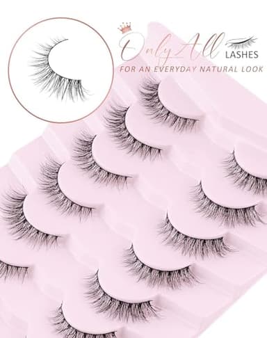 Onlyall Natural Lashes Wispy Lashes Natural Look False Eyelashes Natural Flared Eyelashes False Eye Lashes Soft Fluffy Lashes 7 Pairs D1 Natural (6-13MM) - Image 4