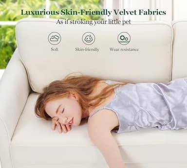 69" Small Sofa, Soft Small Couch with 2 Pillows, Comfy Love Seat Couches, Tool-Free Setup Loveseat Sofa, 700lb Load Sofas for Living Room, Cozy Couches for Living Room, Mini Couch for Bedroom, White - Image 2