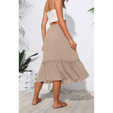 Witsmile Womens Skirts Midi Length with Pockets Flowy Skirts for Women Trendy Summer Beach Cover-Ups(Apricot,M) - Image 3