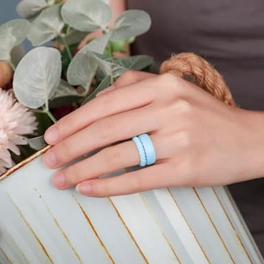 Egnaro Women's Wedding Bands, Silicone Stacking Rings for Her, Rubber Inner Arc Ergonomic Breathable Design - Image 4