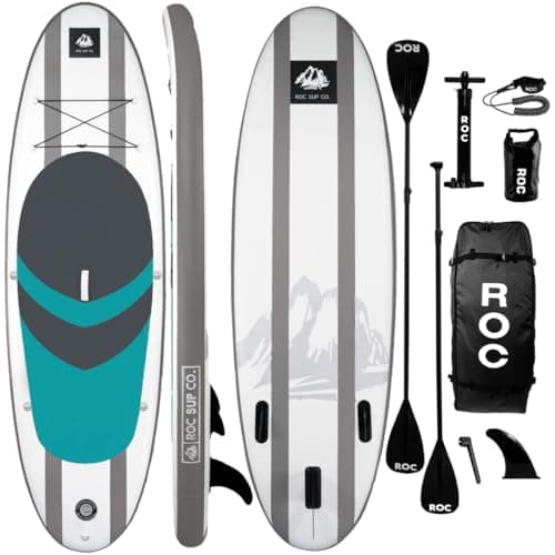 Roc Inflatable Stand Up Paddle Boards with Premium SUP Paddle Board Accessories, Wide Stable Design, Non-Slip Comfort Deck for Youth & Adults (Ocean) - Image 1