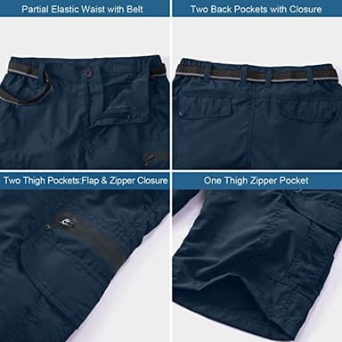 Jessie Kidden Mens Outdoor Casual Expandable Waist Lightweight Water Resistant Quick Dry Fishing Hiking Shorts (6222-Navy, 32) - Image 3