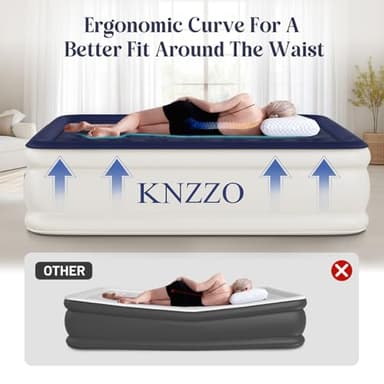 KNZZO Air Mattress Full with Built-in Pump, Blow Up Mattress with Soft Flocked Top, Leakproof Inflatable Mattress, Foldable Waterproof Air Bed for Home, Guests, Camping, with Storage Bag - Image 8
