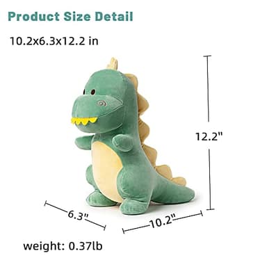 Adorlynetty Dinosaur Stuffed Animal,12“ Cute Stuffed Dinosaur Plush Soft Dino Plushie Toys for Boys Girls Baby Kids (Green) - Image 5
