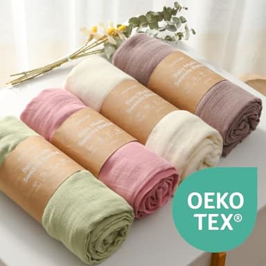 Momcozy Muslin Swaddle Blankets, 4 Pack Ultra Soft Neutral Matching Baby Swaddle Blanket, Breathable Skin Friendly, Large 47 x 47 Inch Swaddling Receiving Blanket for Boy Girl, Light Green - Image 3
