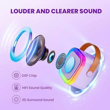 IROO Mini Karaoke Machine for Kids, 2025 TOP Toys Birthday Gifts Ideas for Girls Ages 4, 5, 6, 7, 8, 9, 10, 12+ Years Old, Portable MP3 Player with 2 Wireless Mics for Party - Image 2