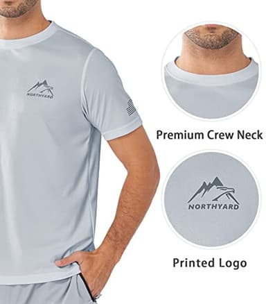NORTHYARD Men's UPF 50+ Sun Protection Shirts Swim SPF UV Quick Dry Short Sleeve T-Shirts for Athletic Fishing Rash Guard LIGHTGREY XL - Image 4