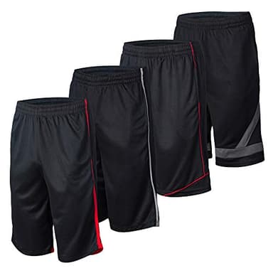 4 Pack: Men's Dry-Fit Sweat Resistant Active Athletic Performance Shorts - Image 1