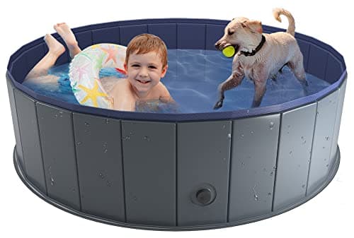 Niubya Foldable Dog Pool, Collapsible Hard Plastic Dog Swimming Pool, Portable Bath Tub for Pets Dogs and Cats, Pet Wading Pool for Indoor and Outdoor, 48 x 12 Inches - Image 1
