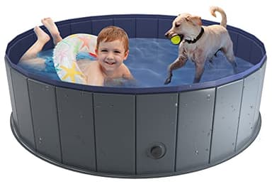 Niubya Foldable Dog Pool, Collapsible Hard Plastic Dog Swimming Pool, Portable Bath Tub for Pets Dogs and Cats, Pet Wading Pool for Indoor and Outdoor, 48 x 12 Inches - Image 1