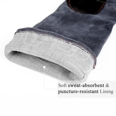 RAPICCA Animal Handling Gloves Bite Proof Reinforced Leather Padding Dog,Cat Scratch,Bird Handling Falconry Gloves Grabbing,Reptile Squirrel Snake Bite 22in Grey-Black - Image 7
