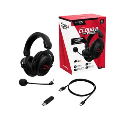 HyperX Cloud II Core Wireless - Gaming Headset for PC, DTS Headphone:X Spatial Audio, Memory Foam Ear Pads, Black - Image 8