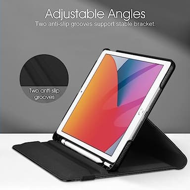 Fintie Rotating Case for iPad 9th Generation (2021) / 8th Generation (2020) / 7th Gen (2019) 10.2 Inch - 360 Degree Rotating Stand Cover with Pencil Holder, Auto Wake Sleep, Black - Image 8