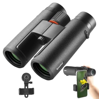 8x42 HD Wide-View Binoculars for Adults with Low Light Night Vision – Ultra-Bright Waterproof Binoculars with Smartphone Adapter for Hunting, Bird Watching, Stargazing & Outdoor Travel - Image 1