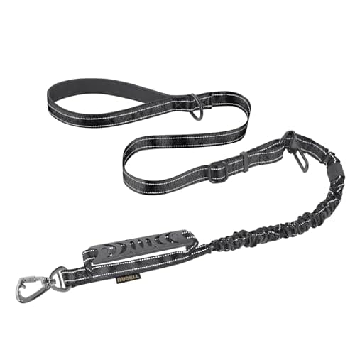 AUBELL Tactical Dog Leash Heavy Duty,4-6ft Reflective Strong No Pull Bungee Leash for Medium Large Dogs with Comfortable Padded Double Handle,Car Seat Belt,360 Degree Rotating Carabiner,Black - Image 1