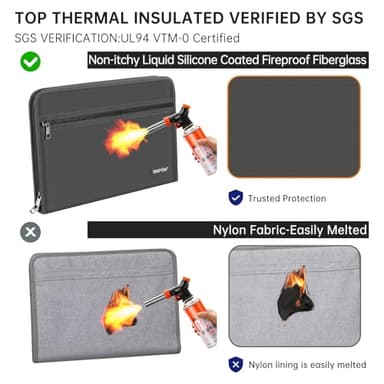 ENGPOW Accordion File Organizer,Fireproof 13 Pockets Expanding File Folder,Document Organizer Folder with Zipper＆Labels,Portable Home Travel Safe Storage for Letter A4 Files and More,Gray - Image 2