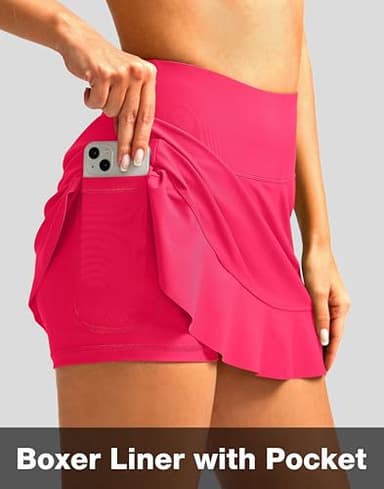 Soothfeel Women's Swim Skirt with Pocket High Waisted Ruffle Tummy Control Tankini Swimsuit Bathing Suit Bottoms (Watermelon,L) - Image 3