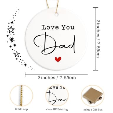 Lmaurrizt Dad Birthday Gift Ceramic Ornament Keepsake Sign Round Plaque Love You Dad Father's Day Gift Birthday Thanksgiving Christmas for Dad Daddy Papa Father Best Dad Ever Gifts, small, White - Image 2