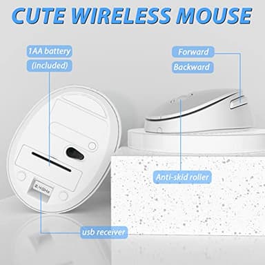 Wireless Keyboard Mouse Combo, 104 Keys Cute White Keyboard with Number Pad & Mouse for Windows, Computer, PC, Notebook, Laptop (White) - Image 3