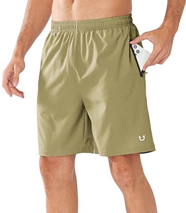 NORTHYARD Men's Athletic Running Shorts Quick Dry Workout Shorts Lightweight Sports Gym Basketball Shorts Hiking Exercise Khaki-7 inches L - Image 3