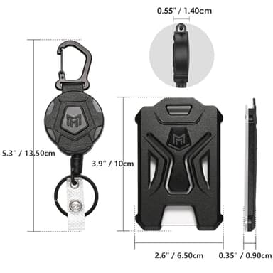 MNGARISTA Retractable Badge Holder, Heavy Duty Carabiner Keychain, Tactical ID Card Holder with 31.5" Retractable Badge Reel, Black - Image 7