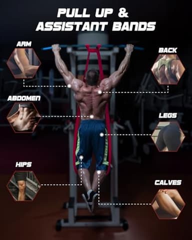 Fitense Resistance Bands Set - Pull Up Bands with 6 Resistance Levels 15-170 LBS for Men Women, Exercise Bands with Door Anchor, Training Poster & Pouch for Body Stretching, Pull Up Assist - Image 4