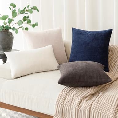 Foindtower Pack of 2 Soft Textured Throw Decorative Pillow Covers Square Accent Solid Cushion Cover Cozy Farmhouse Pillow Case with Zipper for Couch Sofa Bedroom Living Room 22x22 Inch, Charcoal - Image 7