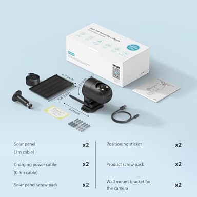 ELYSOO Solar Camera Outdoor Wireless for Home Security, 360°Panoramic View, Outdoor Camera Wireless, 2K HD Color Night Vision, 2.4GHz Wi-Fi, IP65, 2pack - Image 7