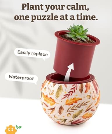 PieceRelax 3D Puzzle Planter 80 Pieces - Flower Pot - Dancing Leaves in Fall, Home Decor Flower Pots for Indoor Cactus, Succulents Pots [K1108] - Image 5