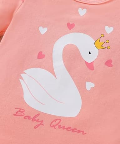 Fullfamous Baby Girl Clothes Gifts Outfits,Fall Winter Long Sleeve Romper and Pant Set Little Swan 12-18 months - Image 4