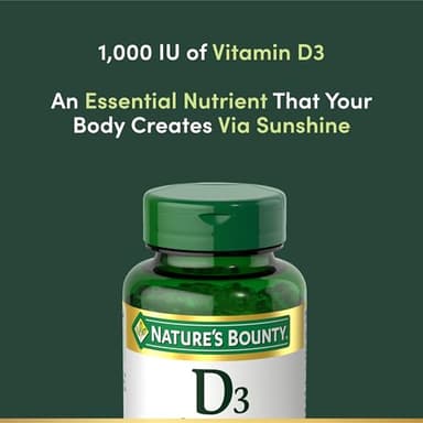 Nature's Bounty Vitamin D3 1000 IU Softgels, Immune Support, Promotes Healthy Bones, 1 Softgel per Day, Gluten Free, 350 Count - Image 3