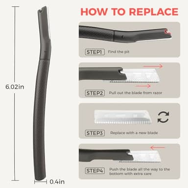 ZOMCHI Eyebrow Razor, Face Razors for Women&Men, Eyebrow Trimmer Shaper with Precision Cover,Facial Shaver with 6 Blades (Black) - Image 5