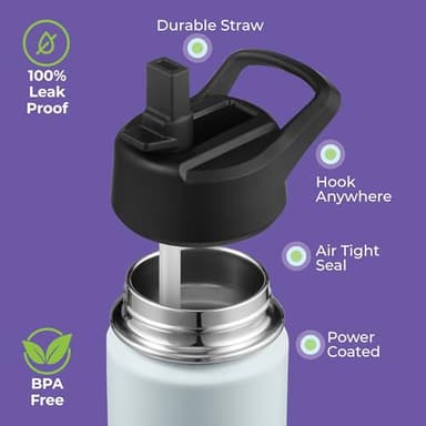 SIPX™ Insulated Kids Water Bottles 12oz. With Straw Lid, BPA-Free Reusable Insulated Toddler Water Bottle Keeps Cold 24 Hours, Metal Water Bottle Kids Made Of Sustainable Material (Blue) - Image 5