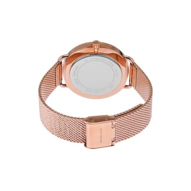 Michael Kors Portia Three-Hand Rose Gold-Tone Stainless Steel Mesh Women's Watch (Model: MK3845) - Image 4