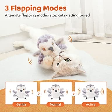 Potaroma Cat Toys Flapping Bird (No Flying), Lifelike Sandpiper Chirp Tweet, Rechargeable Touch Activated Kitten Toy Interactive Cat Exercise Toys for All Breeds Cat Kicker Catnip Toys 4.0" - Image 3