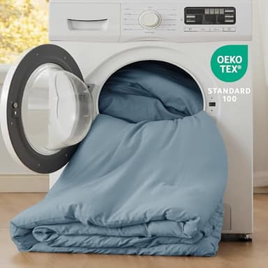 Bedsure Super King Size Comforter Set, Grayish Blue Soft Prewashed Bedding for All Seasons, 3 Pieces GentleSoft™ Bed Set, 1 Lightweight Comforter (120"x120") and 2 Pillowcases (20"x36") - Image 5