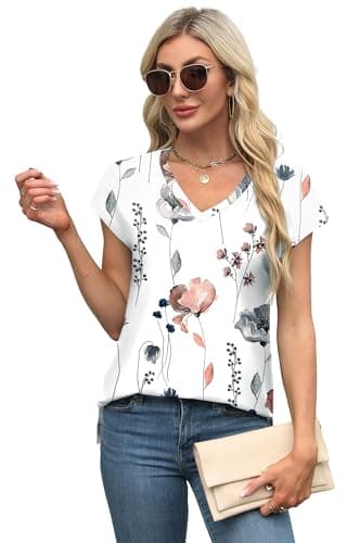 XIEERDUO Oversized T-Shirts for Women Cute Short Sleeve Tunic for Spring Going Out Tops Printed D XXL - Image 3