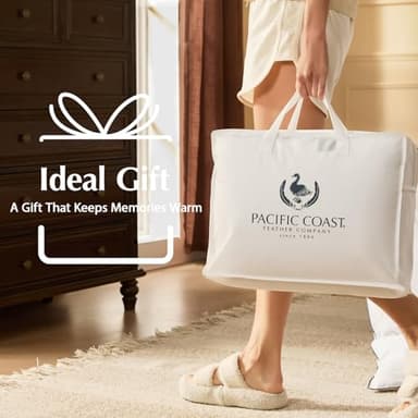 Pacific Coast Goose Feather Down Fiber Comforters Queen Size, Extra Fluffy White Duvet Insert, Ultra-Soft, Breathable, All Season Hotel Luxury Bedding Comforters, 8 Corner & Center Loops (90"x90") - Image 6