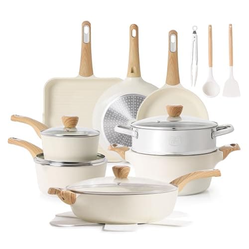 SENSARTE Ceramic Cookware Sets, Pots and Pans Set Nonstick, 20-Piece Induction Cookware, Non-toxic Healthy Non Stick Kitchen Cooking Set with Stay-Cool Handles, PFAS PTFE PFOA PFOS Free - Image 1