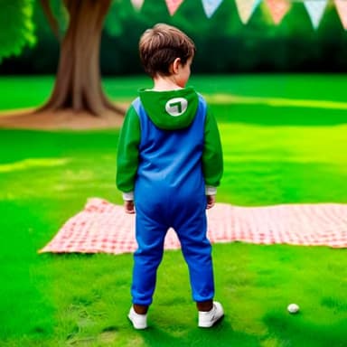 Nintendo Super Mario Brothers Boys Long Sleeve Onesie Zip Coverall with Hoodie Luigi Cosplay Zip Up Onesie for Kids (Green and Blue Size 7) - Image 4